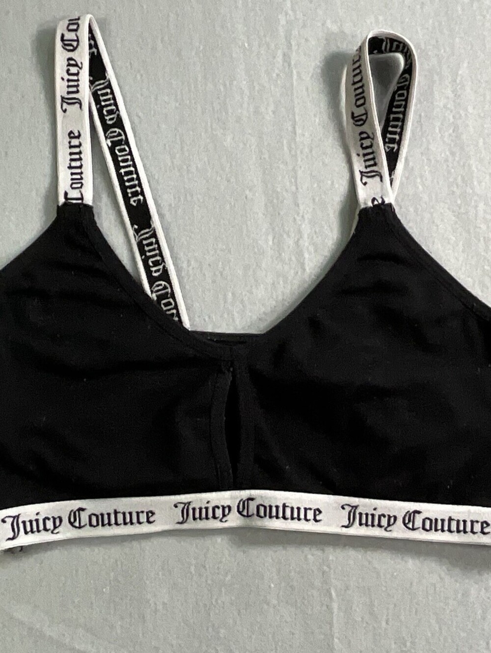 Juicy Couture Bralette Black Logo Strap Wireless Bra Women's Small